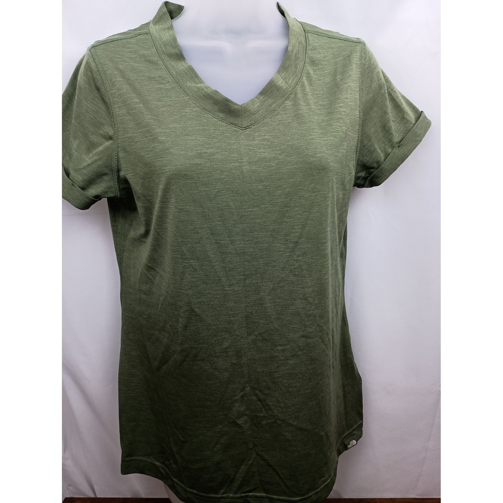 North face flashdry green v neck short sleeve M shirt outdoors sports workout - Picture 2 of 10